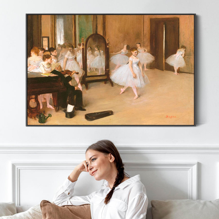 Edgar Degas - Framed Wall Art Print Canvas Picture - The Dancing Class