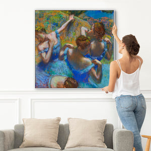 Edgar Degas - Framed Wall Art Print Canvas Picture - Blue Dancers