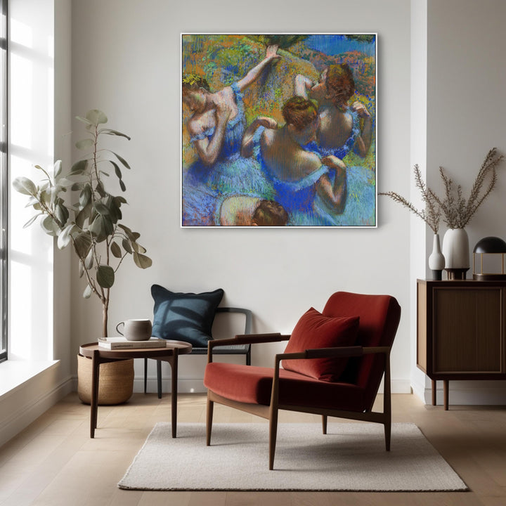 Edgar Degas - Framed Wall Art Print Canvas Picture - Blue Dancers - FFs-2542-W-XL