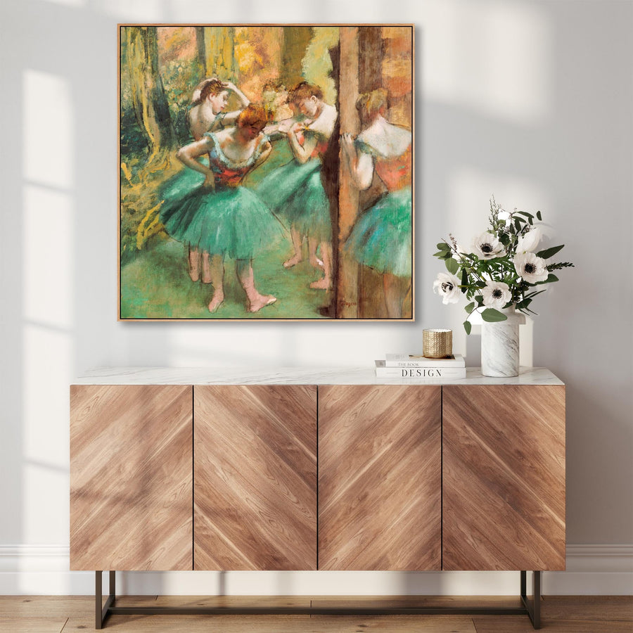 Edgar Degas - Framed Wall Art Print Canvas Picture - Dancers Green