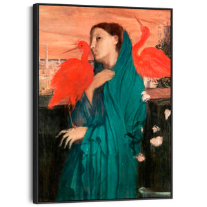 Edgar Degas - Framed Wall Art Print Canvas Picture - Young Woman with Ibis