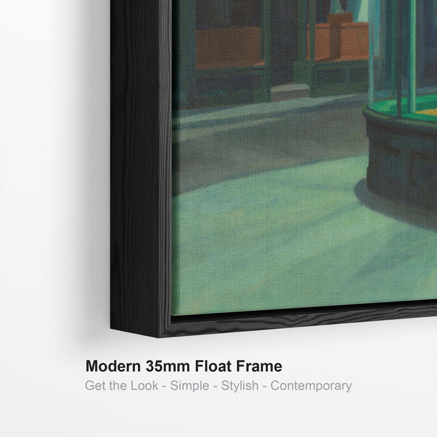 Edward Hopper - Framed Wall Art Print Canvas Picture - Nighthawks