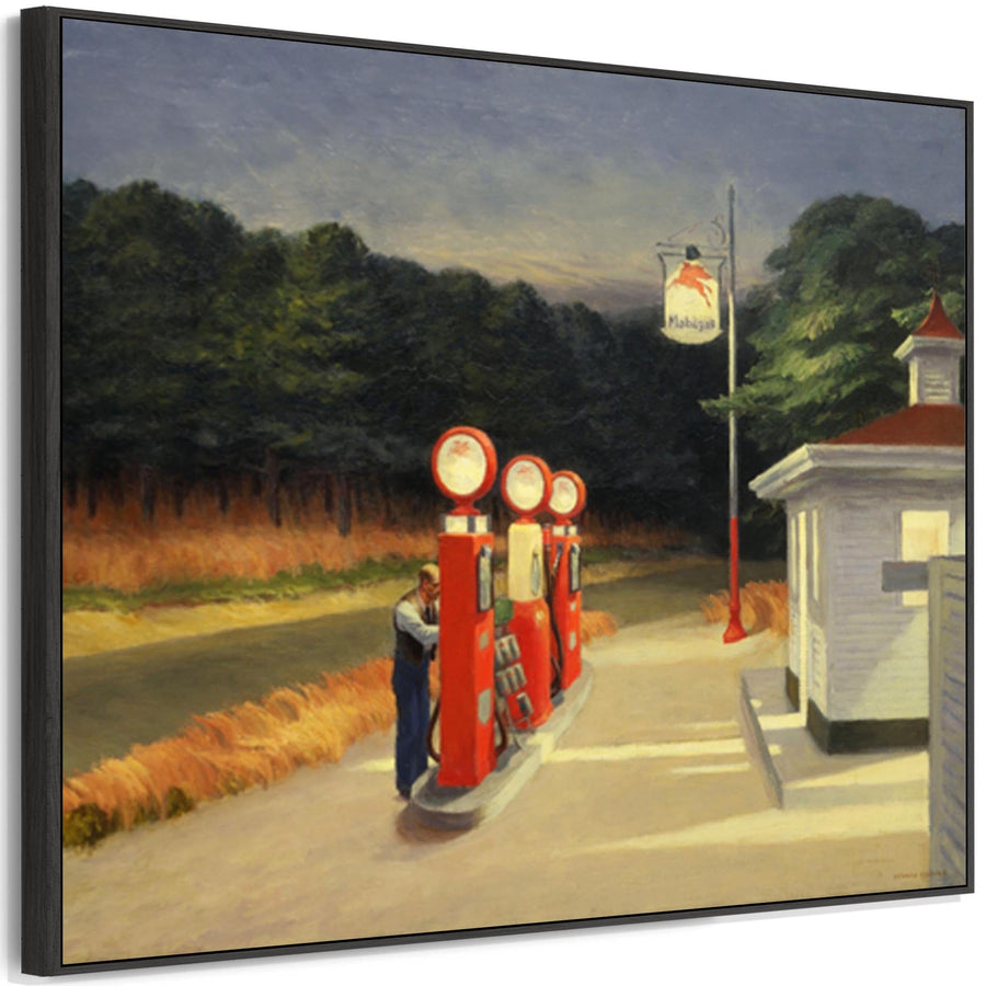 Edward Hopper - Framed Wall Art Print Canvas Picture - Gas Station