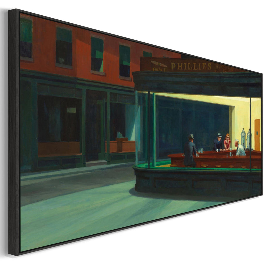 Edward Hopper - Framed Wall Art Print Canvas Picture - Nighthawks