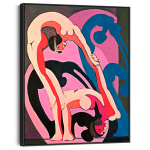 Ernst Ludwig Kirchner Framed Artwork on Canvas Two Acrobats