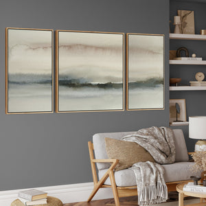 Extra Large Framed Wall Art Pictures for Living Room - Abstract Set of 3 - Natural Grey Taupe Beige - XXL 212cm Wide