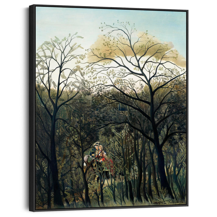 Extra Large Henri Rousseau Green Wall Art Framed Canvas Rendevous in Forest Painting