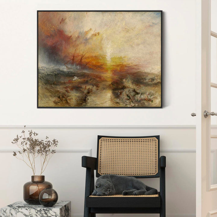 Extra Large JMW William Turner Wall Art Framed Canvas Painting of Slave Ship Painting - FFob-2403-B-L