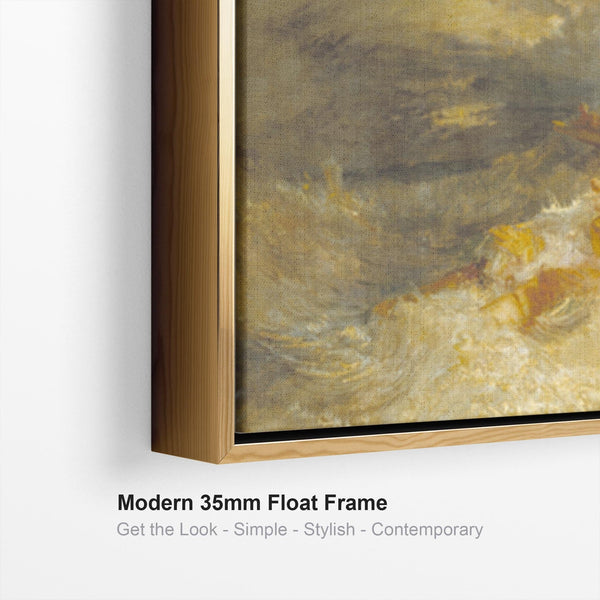 Large JMW William Turner Wall Art Framed Canvas Painting of Disaster Fire at Sea Painting