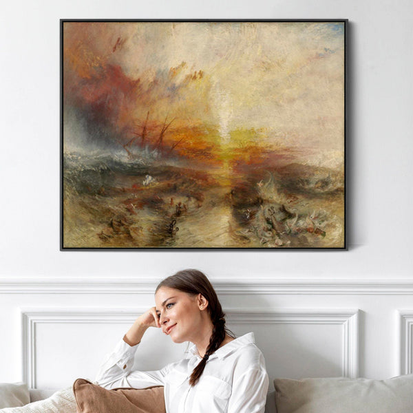 Extra Large JMW William Turner Wall Art Framed Canvas Painting of Slave Ship Painting