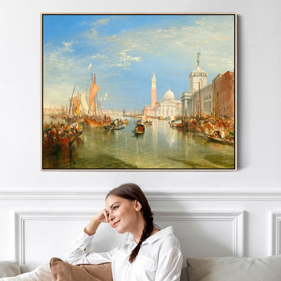 Large JMW William Turner Venice Wall Art Framed Canvas of Dogana San Giorgio Maggiore Painting