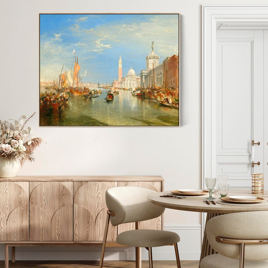 Large JMW William Turner Venice Wall Art Framed Canvas of Dogana San Giorgio Maggiore Painting