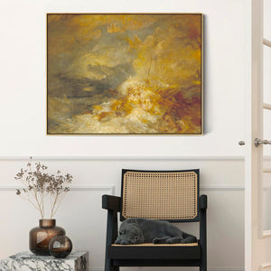 Large JMW William Turner Wall Art Framed Canvas Painting of Disaster Fire at Sea Painting