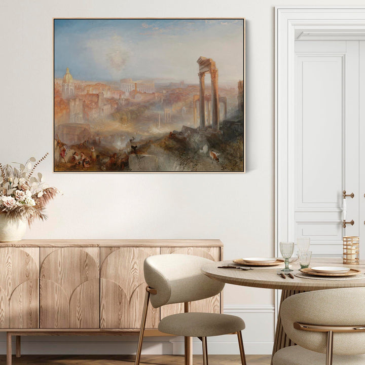 Large JWM William Turner Landscape Wall Art Framed Canvas of Modern Rome Painting - FFob-2411-N-L