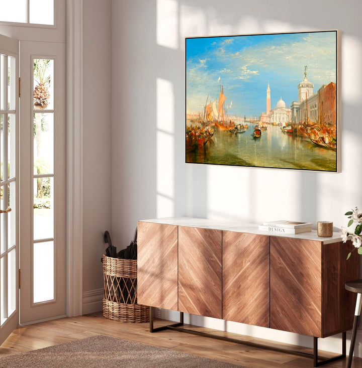 Large JWM William Turner Venice Wall Art Framed Canvas of Dogana San Giorgio Maggiore Painting - FFob-2412-N-L