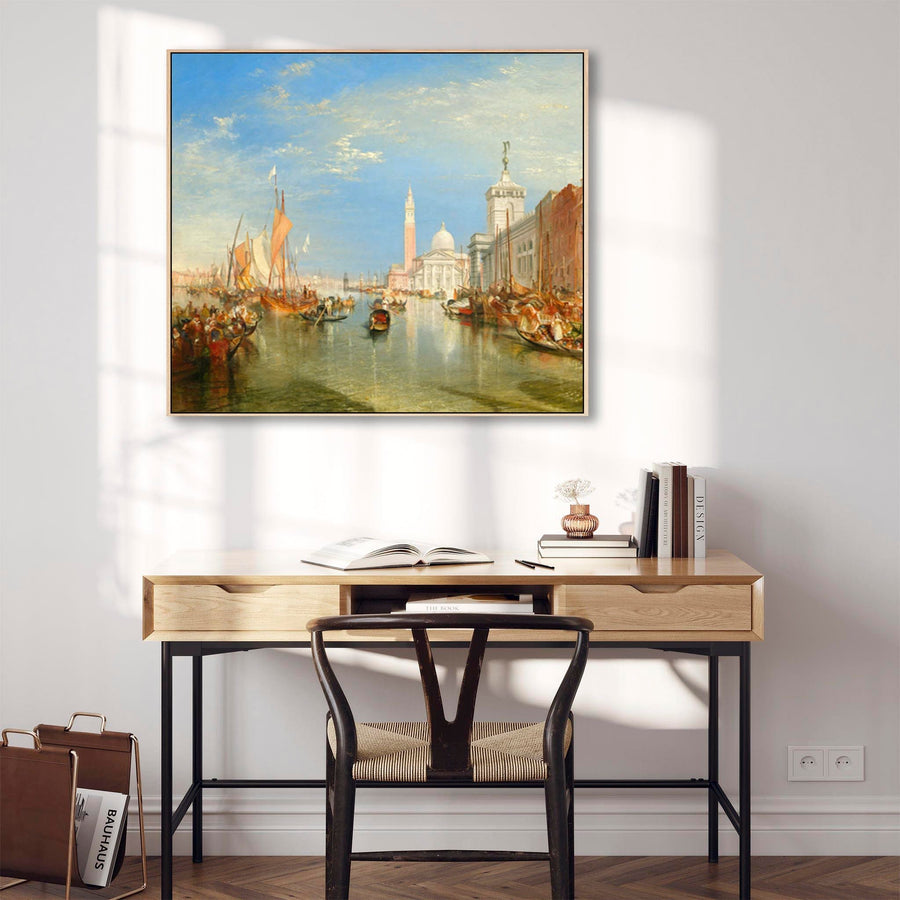 Large JWM William Turner Venice Wall Art Framed Canvas of Dogana San Giorgio Maggiore Painting