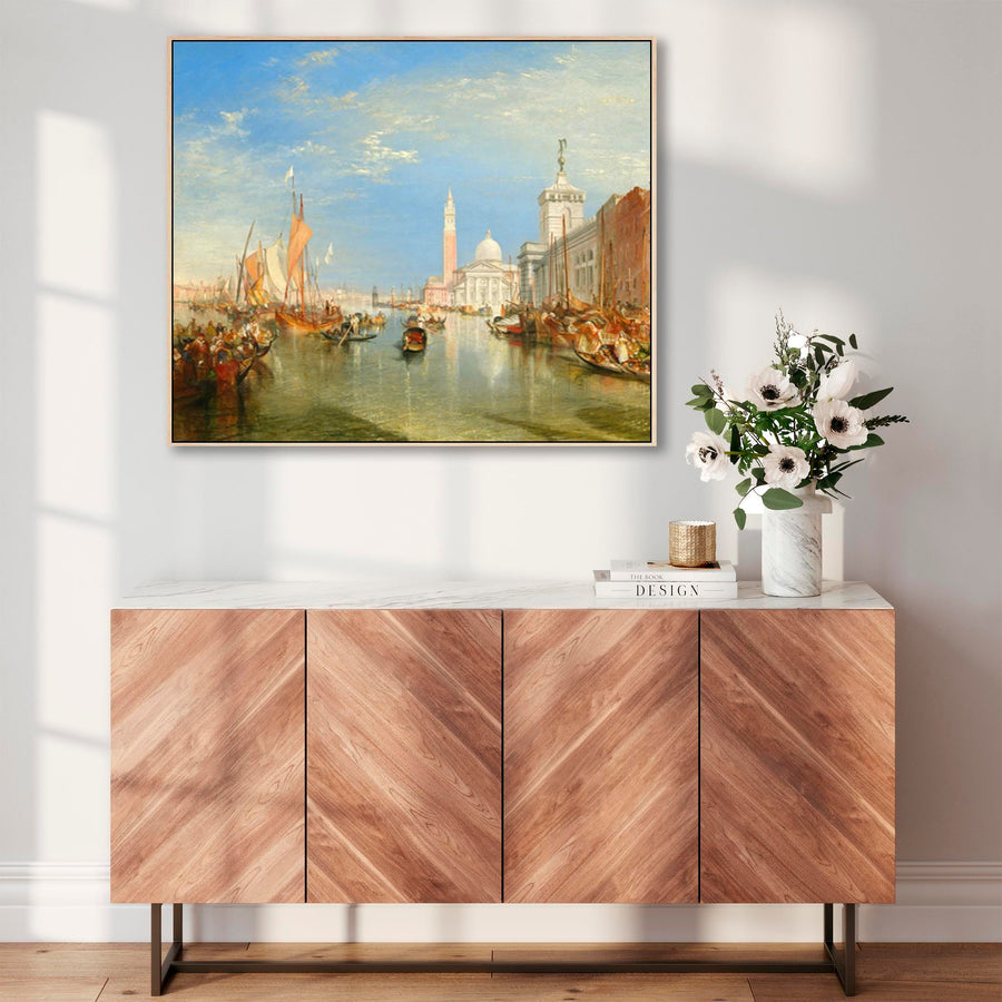 Large JWM William Turner Venice Wall Art Framed Canvas of Dogana San Giorgio Maggiore Painting