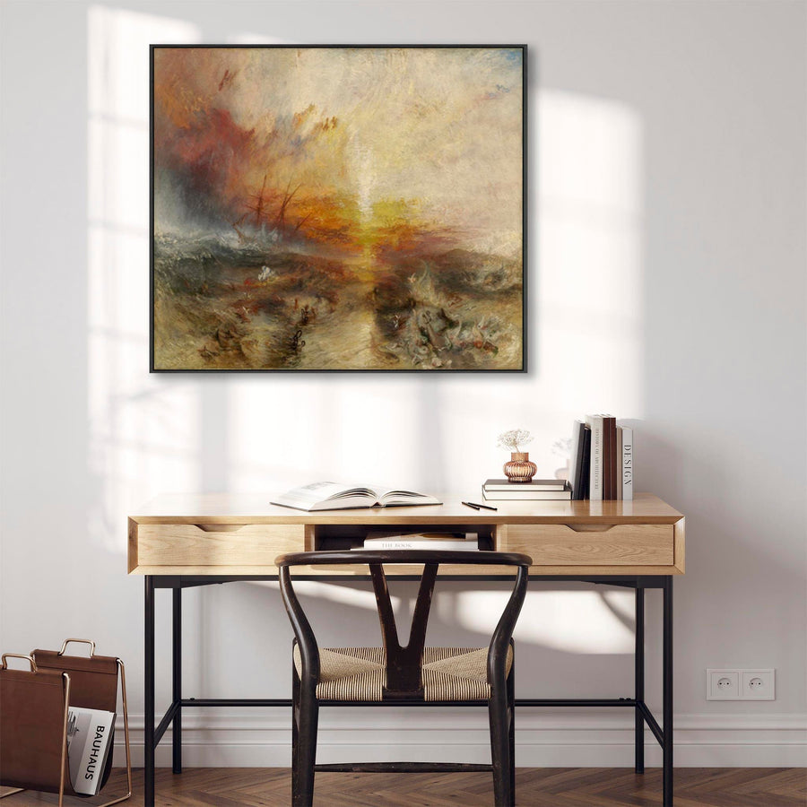 Extra Large JWM William Turner Wall Art Framed Canvas Painting of Slave Ship Painting