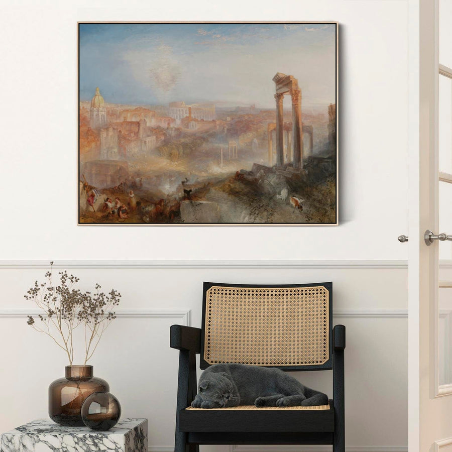 Large JWM William Turner Landscape Wall Art Framed Canvas of Modern Rome Painting