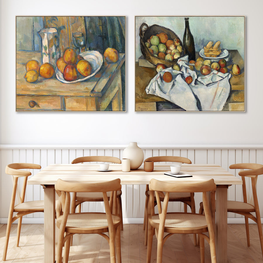 Extra Large Paul Cezanne Pair of Kitchen Fruit Wall Art Framed Canvas Still Life XL - Set of 2