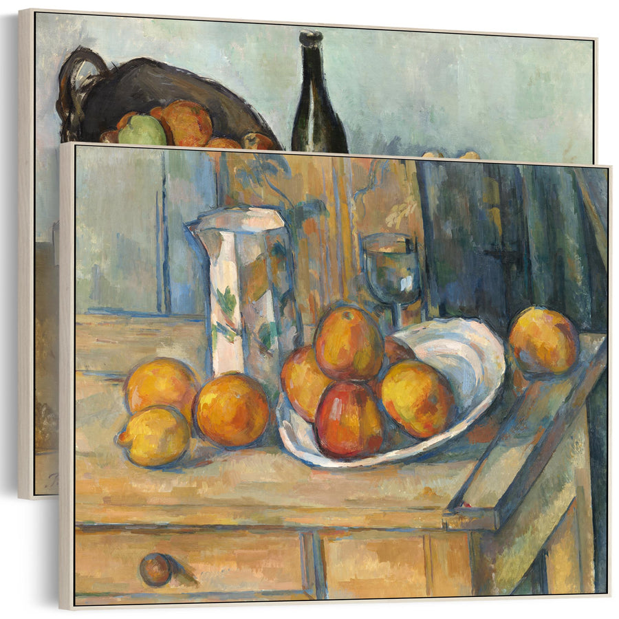 Extra Large Paul Cezanne Pair of Kitchen Fruit Wall Art Framed Canvas Still Life XL - Set of 2