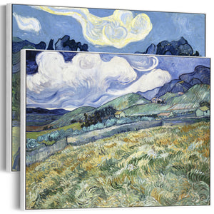 Extra Large Vincent Van Gogh Pair of Blue Wall Art Framed Canvas Landscape Paintings - Set of 2