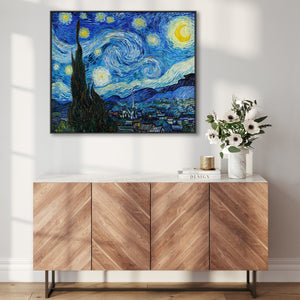 Large Vincent Van Gogh Wall Art Framed Canvas Print of Starry Night Painting