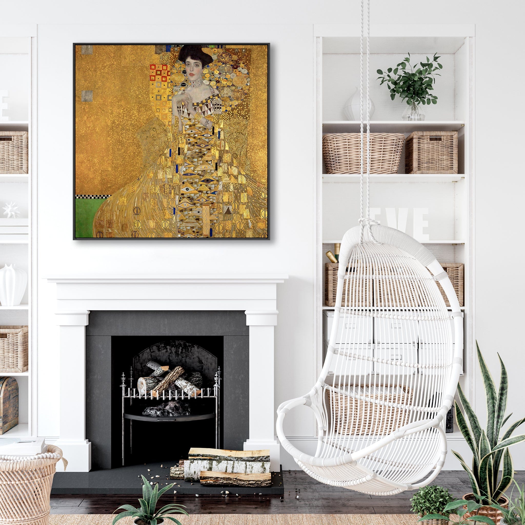 Large Gustav Klimt Framed Canvas Wall Art Print - The Lady in Gold Art