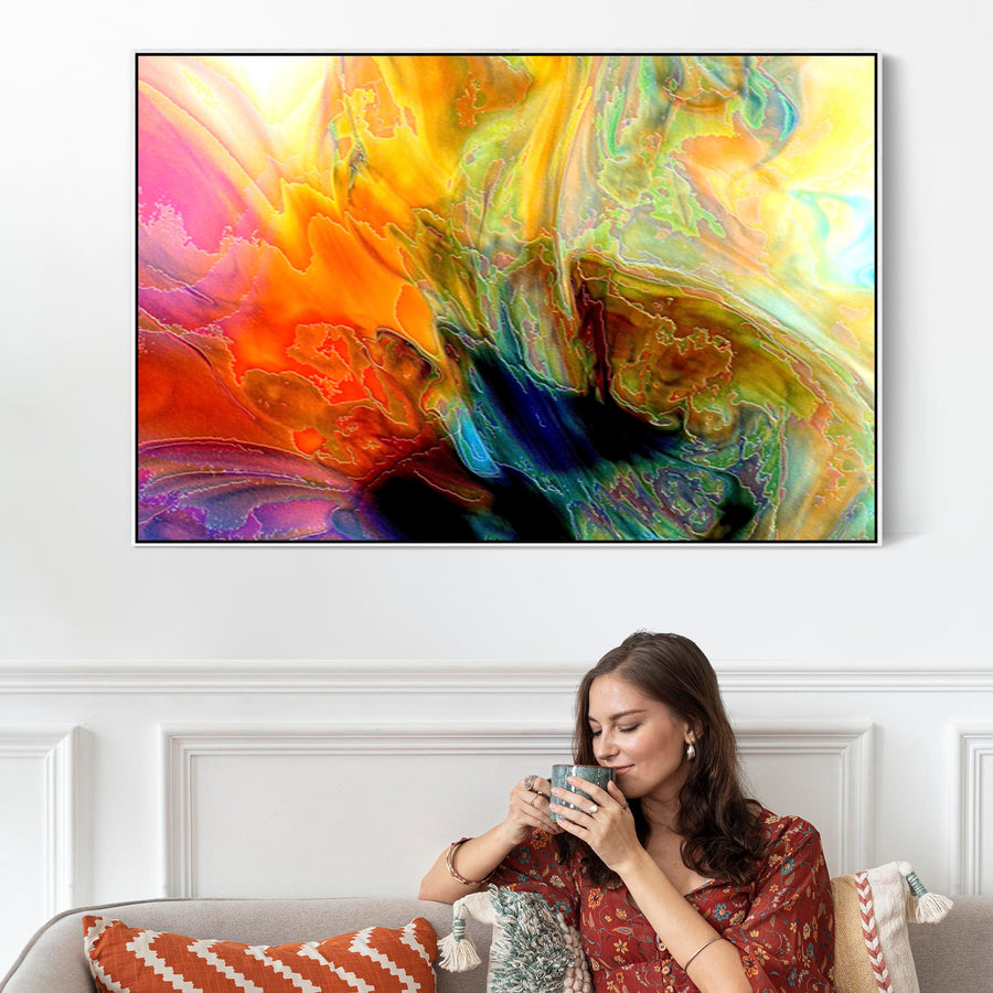 Extra Large Colourful Modern Wall Art Framed Canvas Print of Contemporary Painting