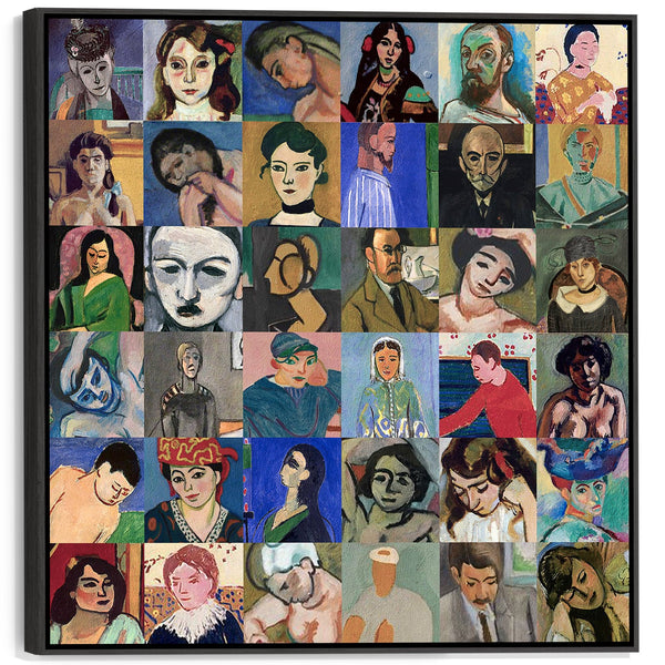 Large Henri Matisse Framed Wall Art Print on Canvas - Colourful 100cm x 100cm Collage
