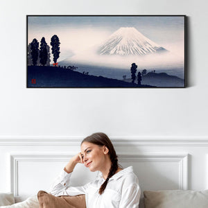 Japanese Mount Fuji Wall Art Framed Canvas Print by Hiroaki Takahashi in Black White Landscape