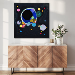 Large Abstract Wassily Kandinsky Framed Canvas Print of Several Circles Painting - 100cm x 100cm