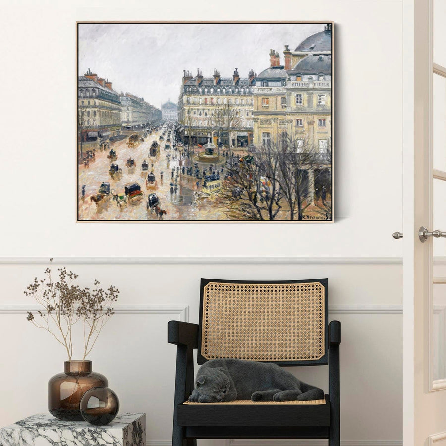 Large Camille Pissarro Wall Art Framed Canvas Print of French Theatre Square Paris Painting