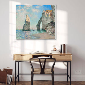 Large Claude Monet Framed Canvas Print of The Cliffs at Etretat Painting