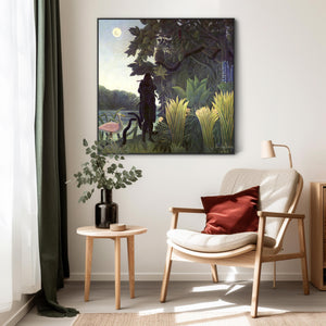 Large Henri Rousseau Wall Art Framed Canvas Print of The Snake Charmer Famous Painting - 100cm x 100cm