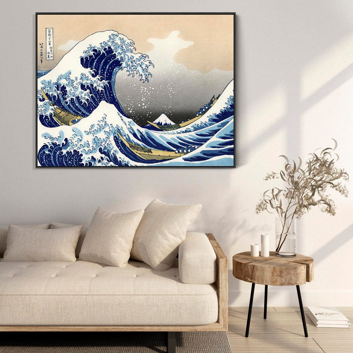 The Great Wave of Kanagawa Japanese Wall Art Framed Canvas Print by Katsushika Hokusai - FFob-2248-B-L