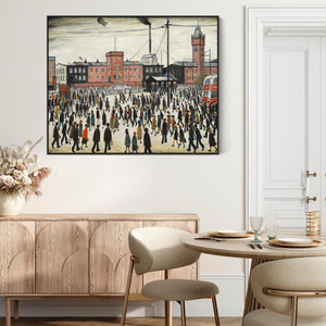 Large LS Lowry Framed Canvas Print of Going to Work Landscape Famous Painting