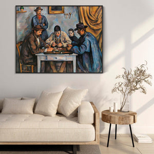 Large Paul Cezanne Wall Art Framed Canvas Print of The Card Players Famous Painting