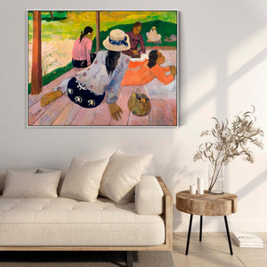 Large Colourful Paul Gauguin Wall Art Framed Canvas Print of Siesta Famous Painting