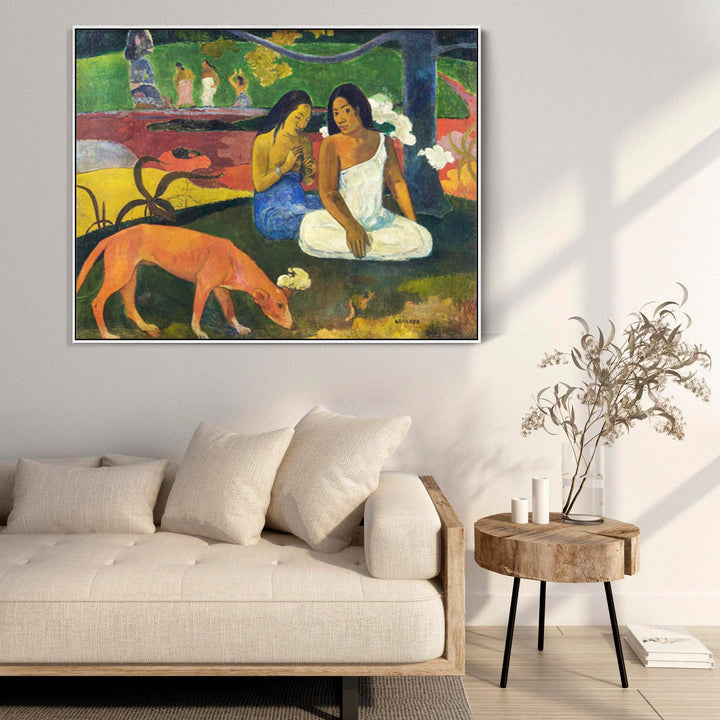 Large Colourful Paul Gauguin Wall Art Framed Canvas Print of Arearea Famous Tahitian Painting - FFob-2224-W-L