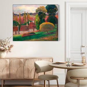 Large Paul Gauguin Wall Art Framed Canvas Print of a Farm in Brittany Landscape Painting