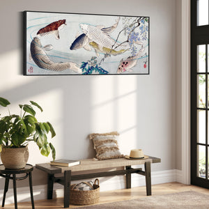 Japanese Koi Carp Wall Art Framed Canvas Print by Tsukioka Yoshitoshi