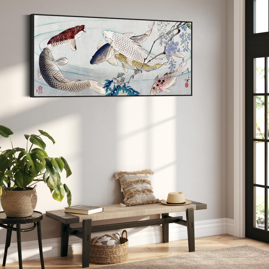 Japanese Koi Carp Wall Art Framed Canvas Print by Tsukioka Yoshitoshi