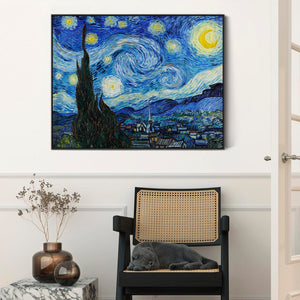 Large Vincent Van Gogh Wall Art Framed Canvas Print of Starry Night Painting