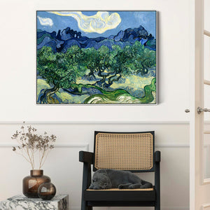 Large Vincent Van Gogh Framed Landscape Wall Art Print of Olive Trees at Apilles Painting