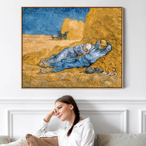 Large Vincent Van Gogh Framed Wall Art Print of The Siesta Painting