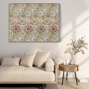 Large Green William Morris Wall Art Framed Canvas Print of Famous Corncockle Tapestry