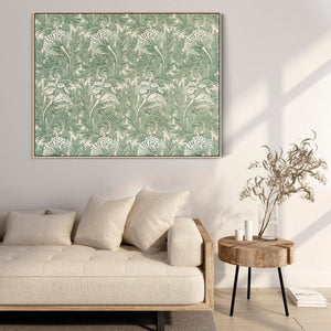 Large Green William Morris Wall Art Framed Canvas Print of Tulip Floral Artwork