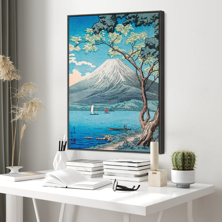 Mount Fuji Lake Wall Art Framed Canvas Print of Hiroaki Takahashi Painting - FFp-2184-B-S