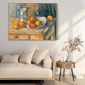 Paul Cezanne Still Life Kitchen Wall Art Framed Canvas Print of Milk Jug and Fruit Famous Painting